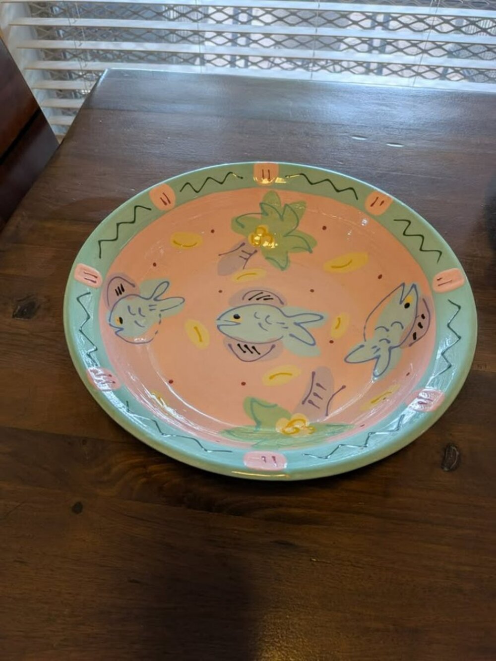 Susan Painter, Signed, Florida Hand Painted 12" Pottery Bowl